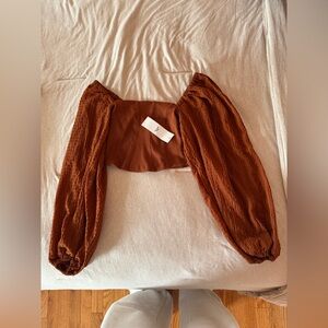 Urban outfitters brown cropped shirt